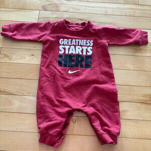 Nike one piece baby tracksuit 3 months red "Greatness Starts Here"